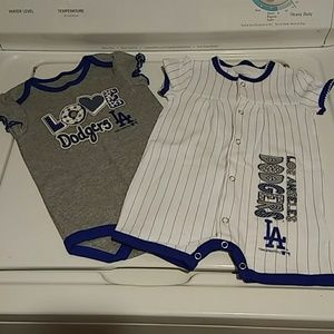 2 Dodgers Baby Girl Onesies